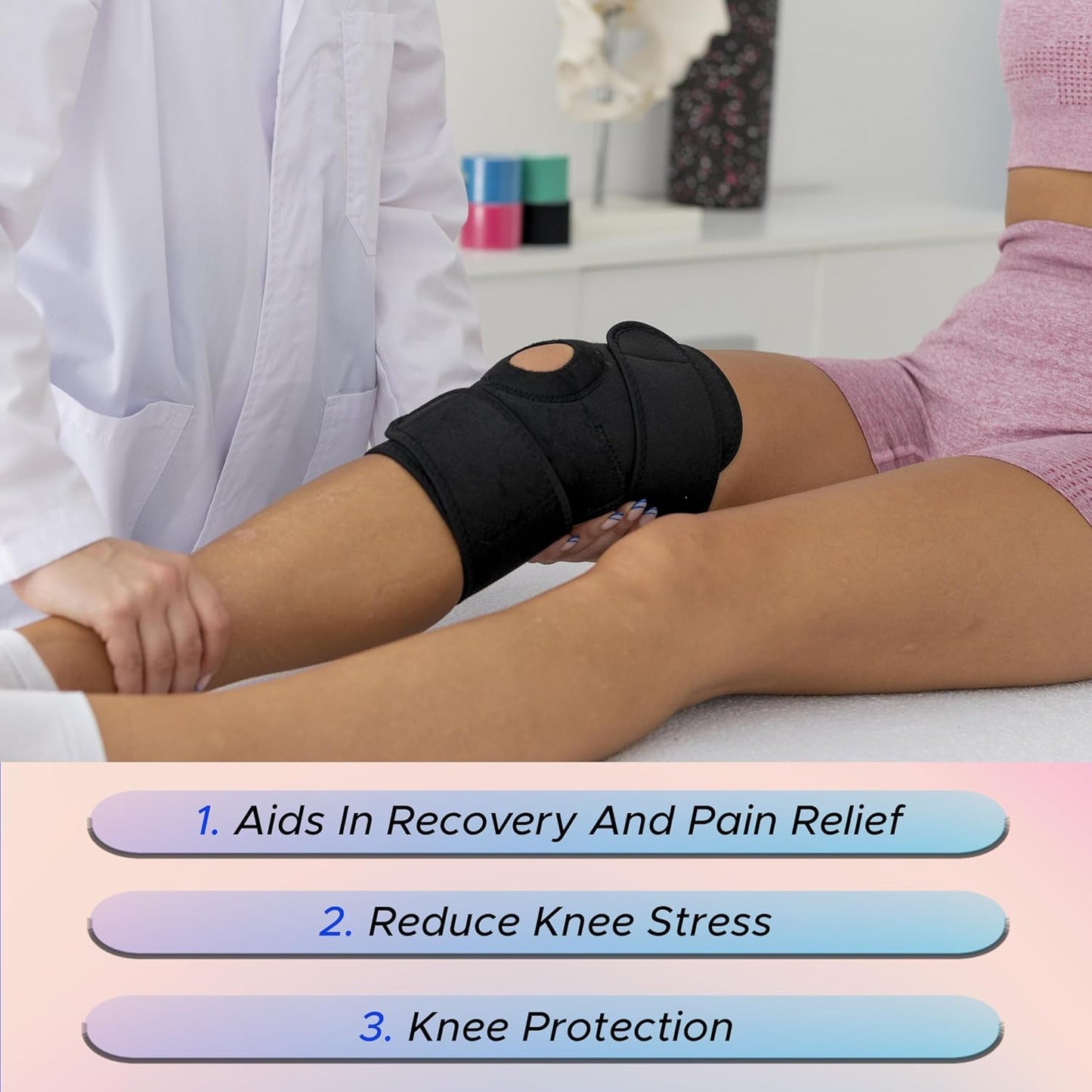 Adjustable Knee Cap Support – Compression Knee Brace with Open Patella & Dual Springs