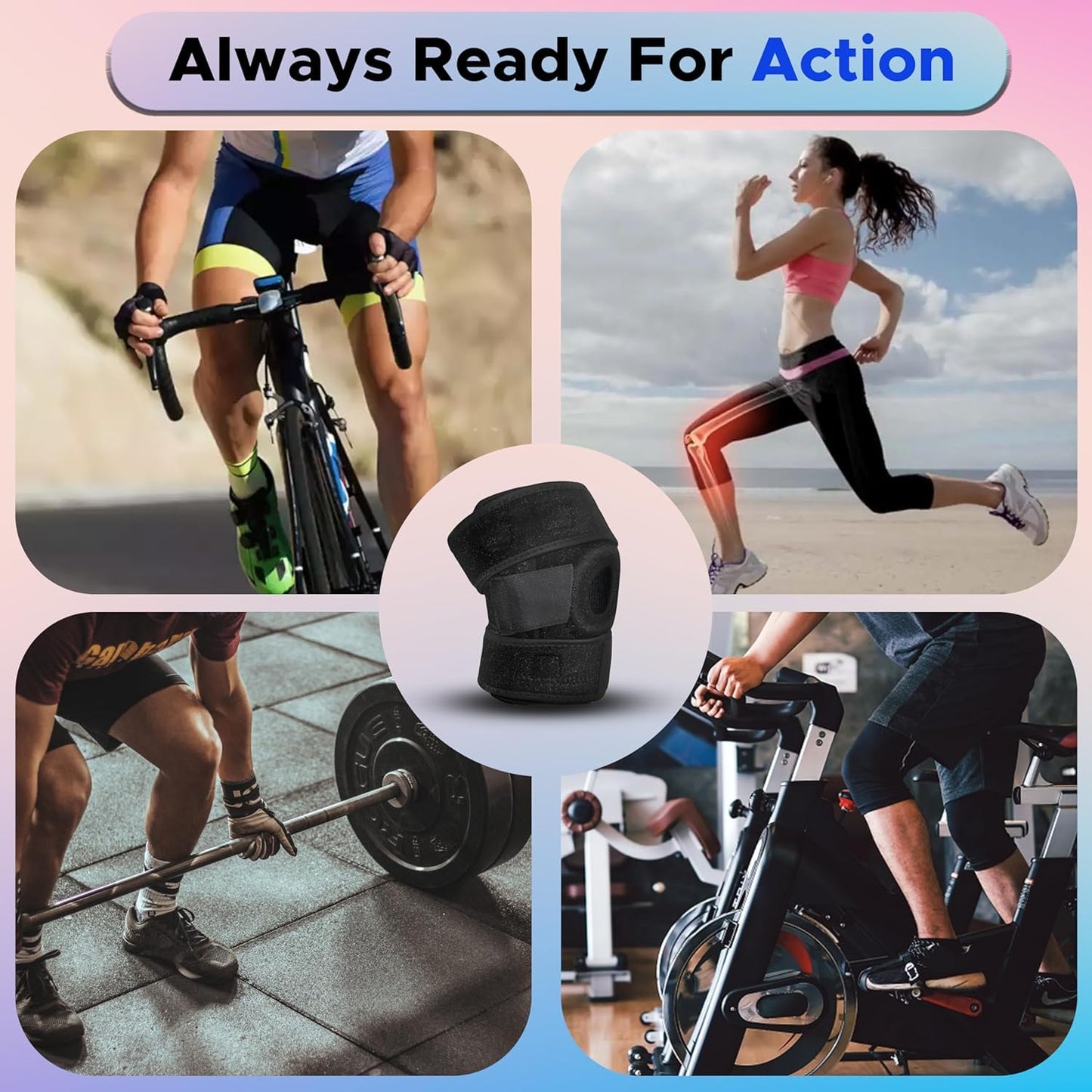 Adjustable Knee Cap Support – Compression Knee Brace with Open Patella & Dual Springs