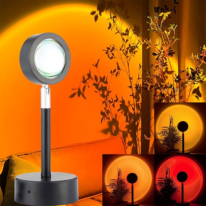 Sunset Projector Lamp With 16-Color LED And Remote Control, Night Lights Projector for Party Bedroom, Crystal Decor