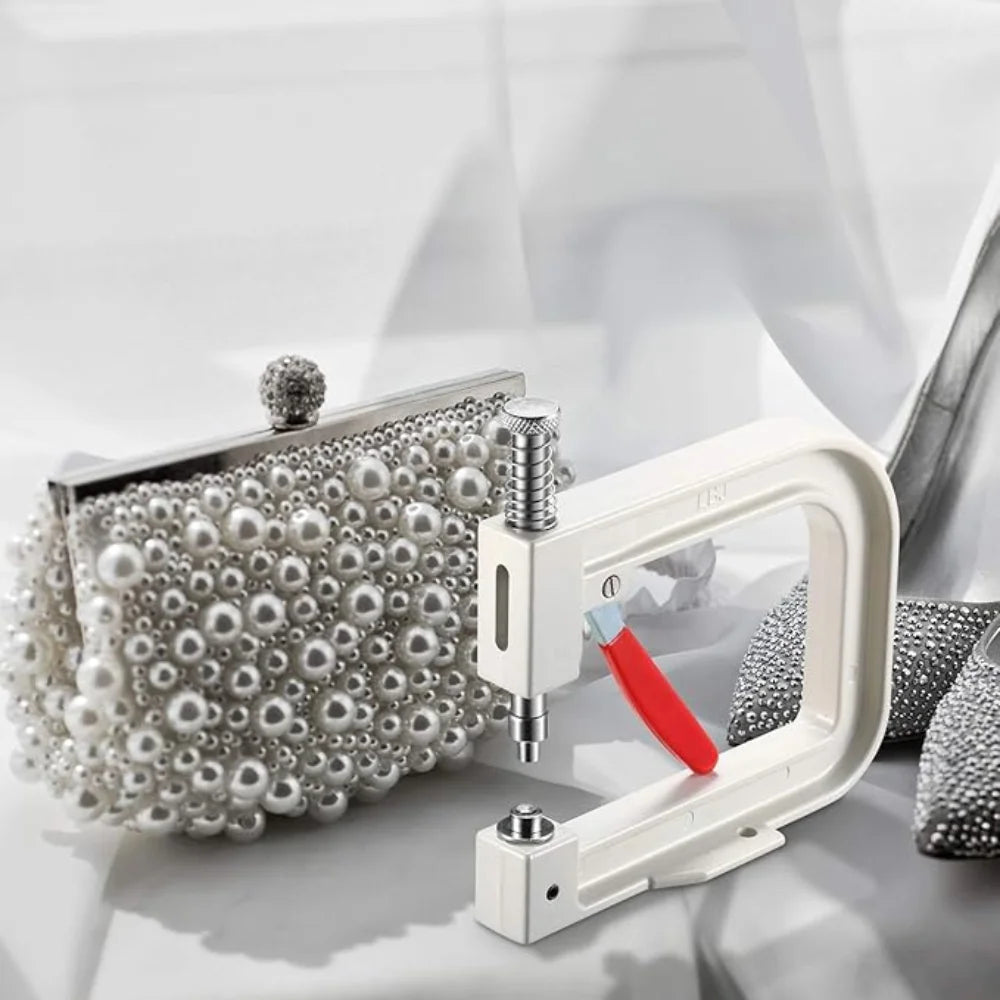 Pearl Setting Machine & Hand Press Kit – with Pearls, Rivet Fixing Tools, Tweezers & Wrench