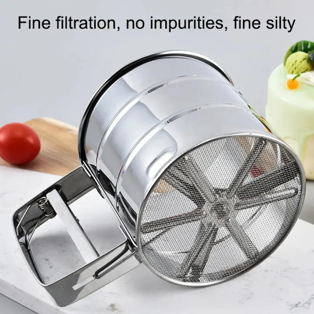 Stainless Steel Flour Sifter & Shaker – Heavy-Duty Powdered Sugar / Flour Strainer for Baking & Dusting