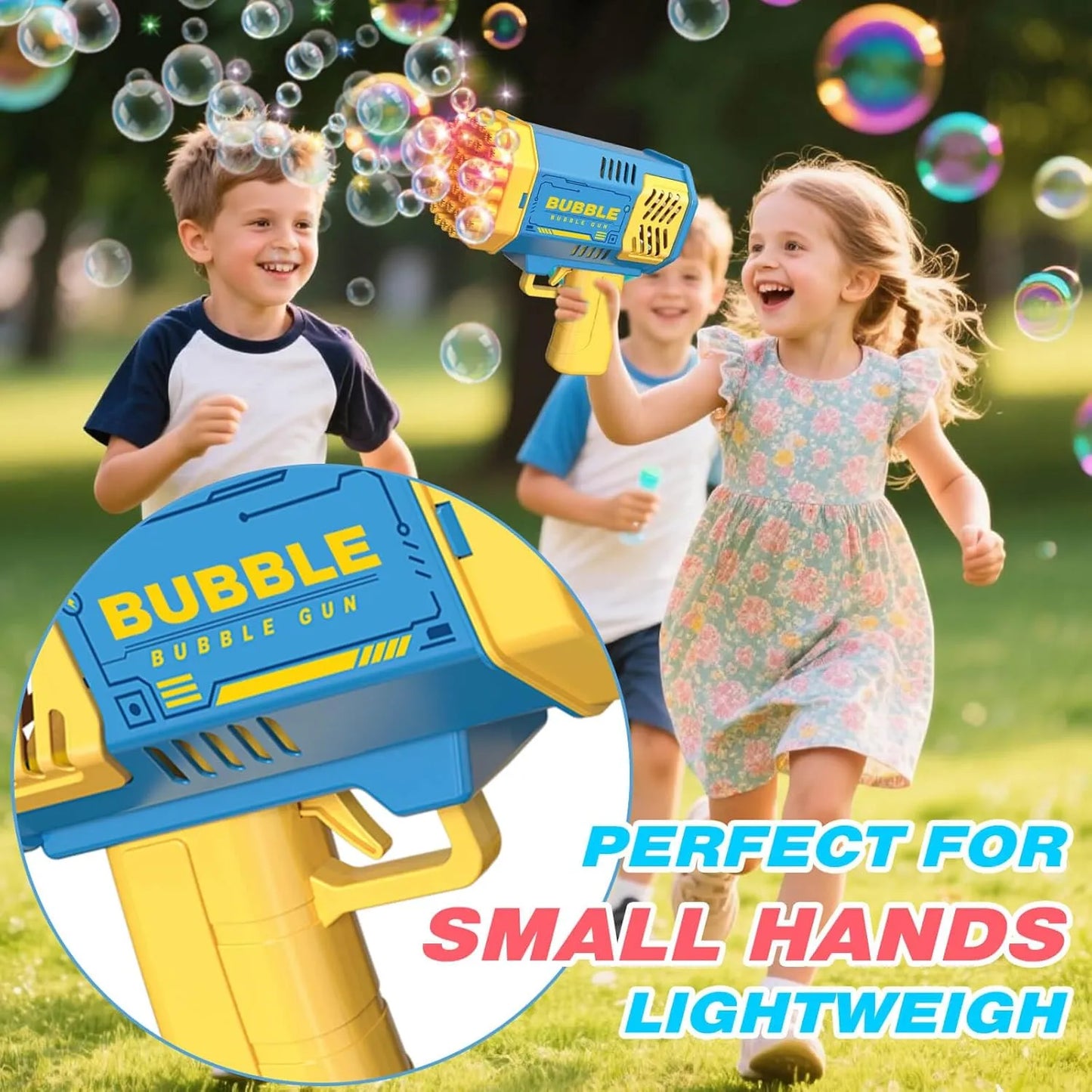 Bubble Gun for Kids – 36-Hole Automatic Electric Bazooka Bubble Machine | Safe & Durable