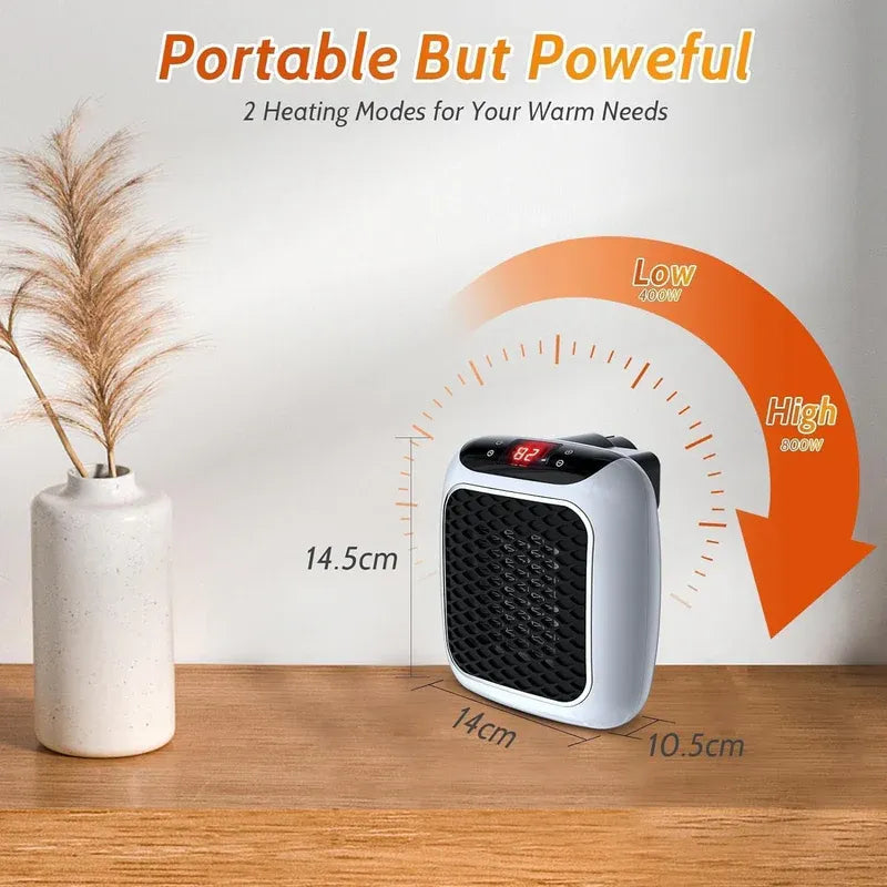 Digital Wall-Plug Space Heater – Compact Ceramic Home Warmer