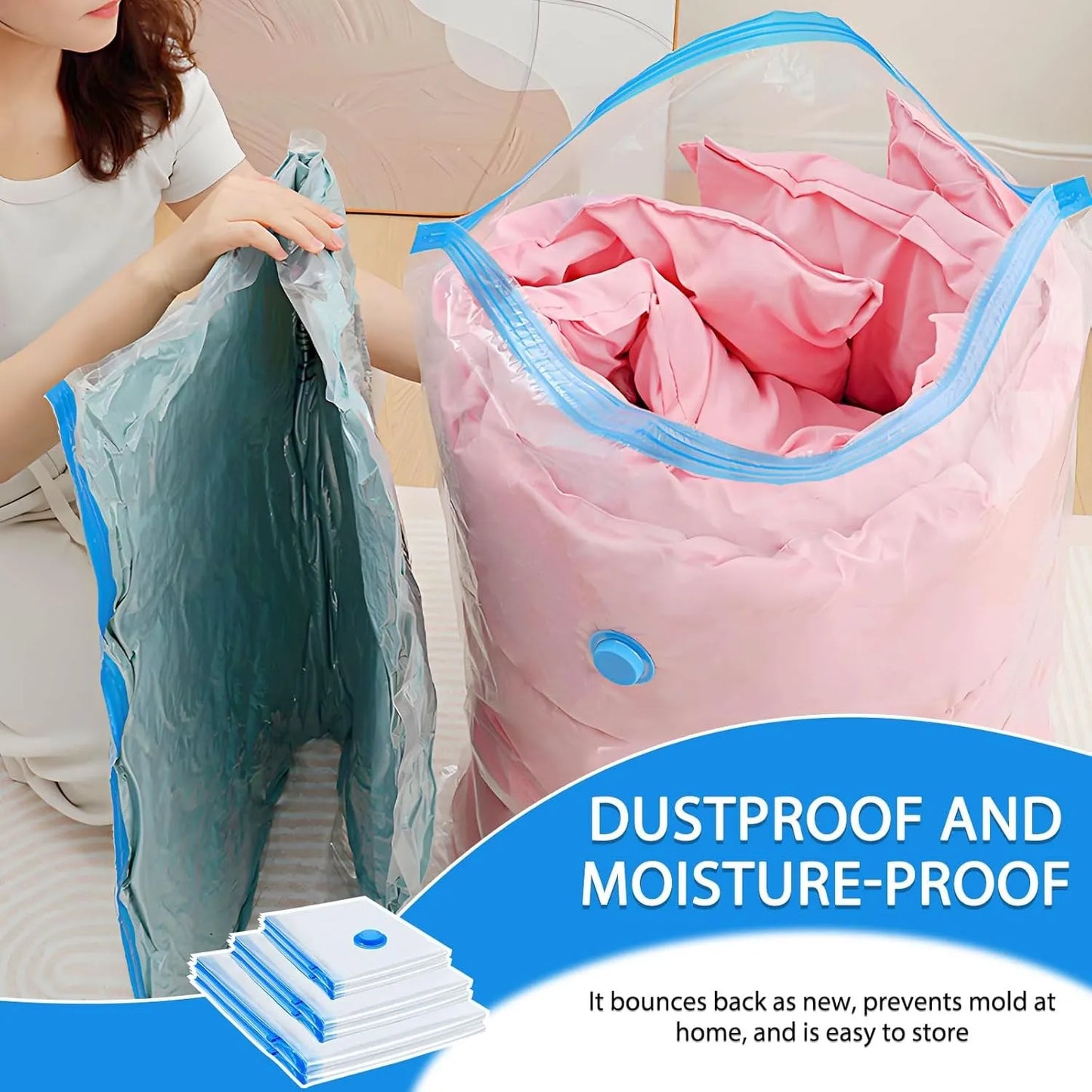 Vacuum Storage Bags with Hand Pump – 5-Piece Space Saver