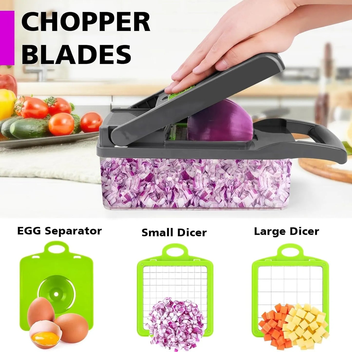 16-in-1 All-in-One Vegetable Cutter, Slicer & Chopper – Multi Blade Kitchen Gadget