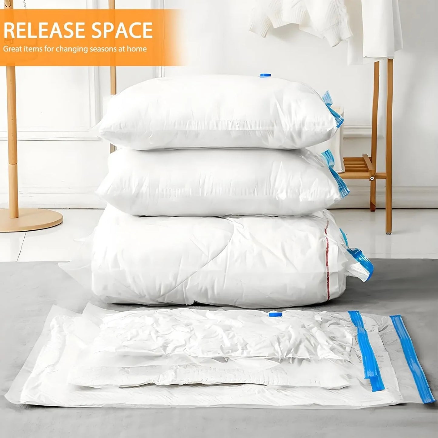 Vacuum Storage Bags with Hand Pump – 5-Piece Space Saver