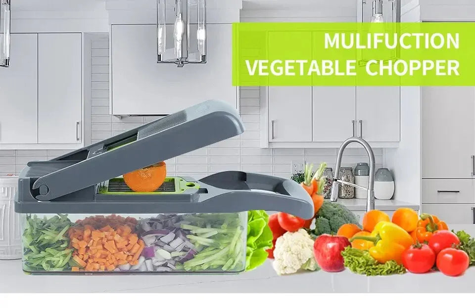16-in-1 All-in-One Vegetable Cutter, Slicer & Chopper – Multi Blade Kitchen Gadget