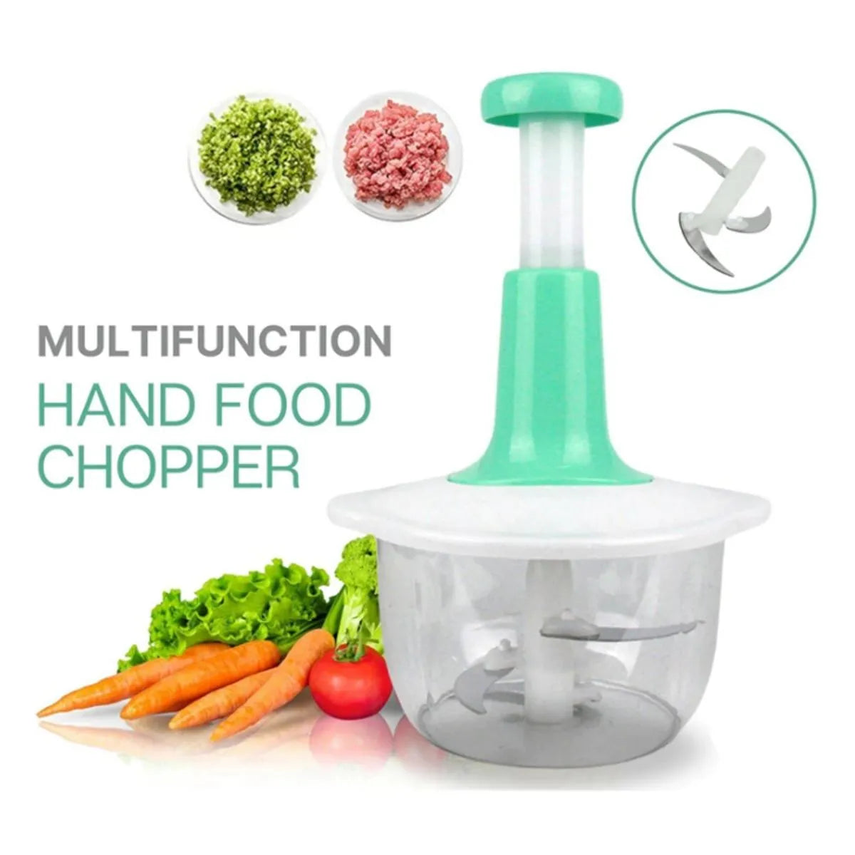 Manual Hand Chopper |Heavy-Duty Stainless Steel Blade for Vegetables, Meat & Fruits | Fast, Safe & Easy