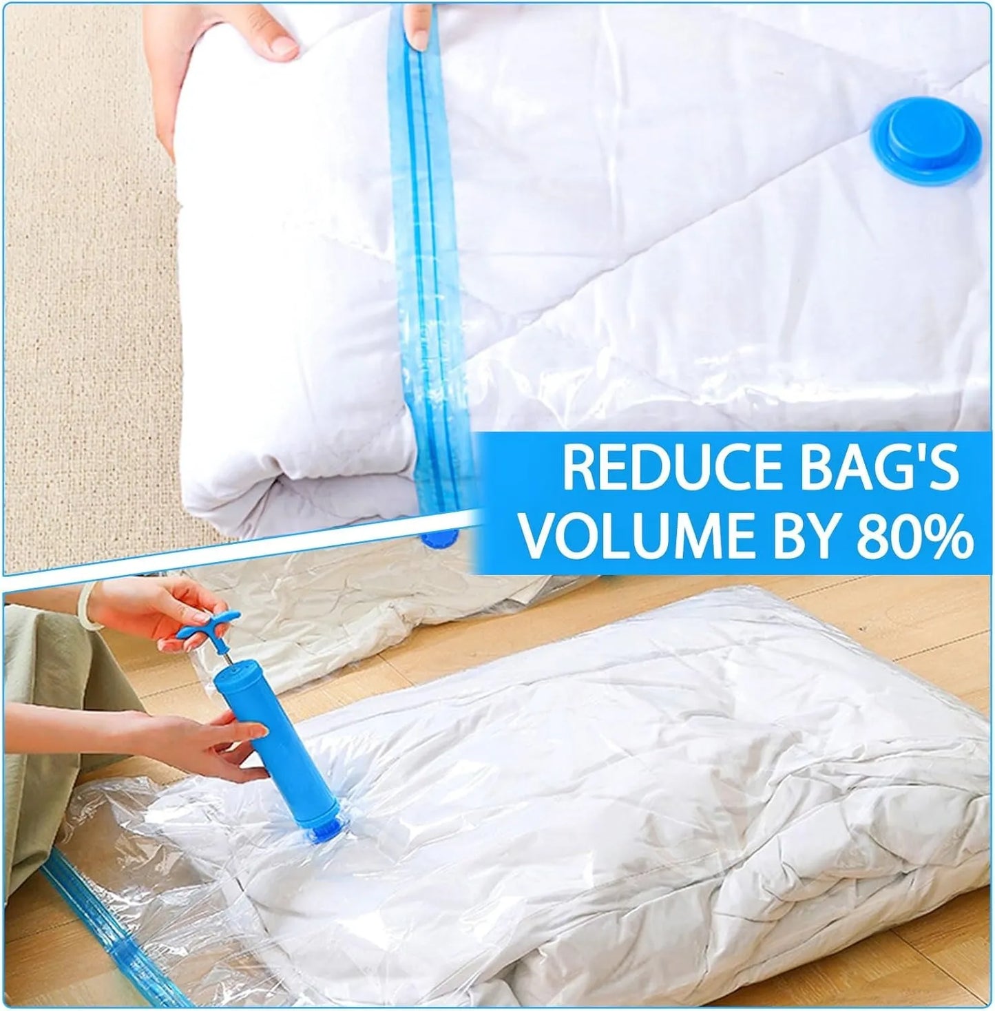 Vacuum Storage Bags with Hand Pump – 5-Piece Space Saver