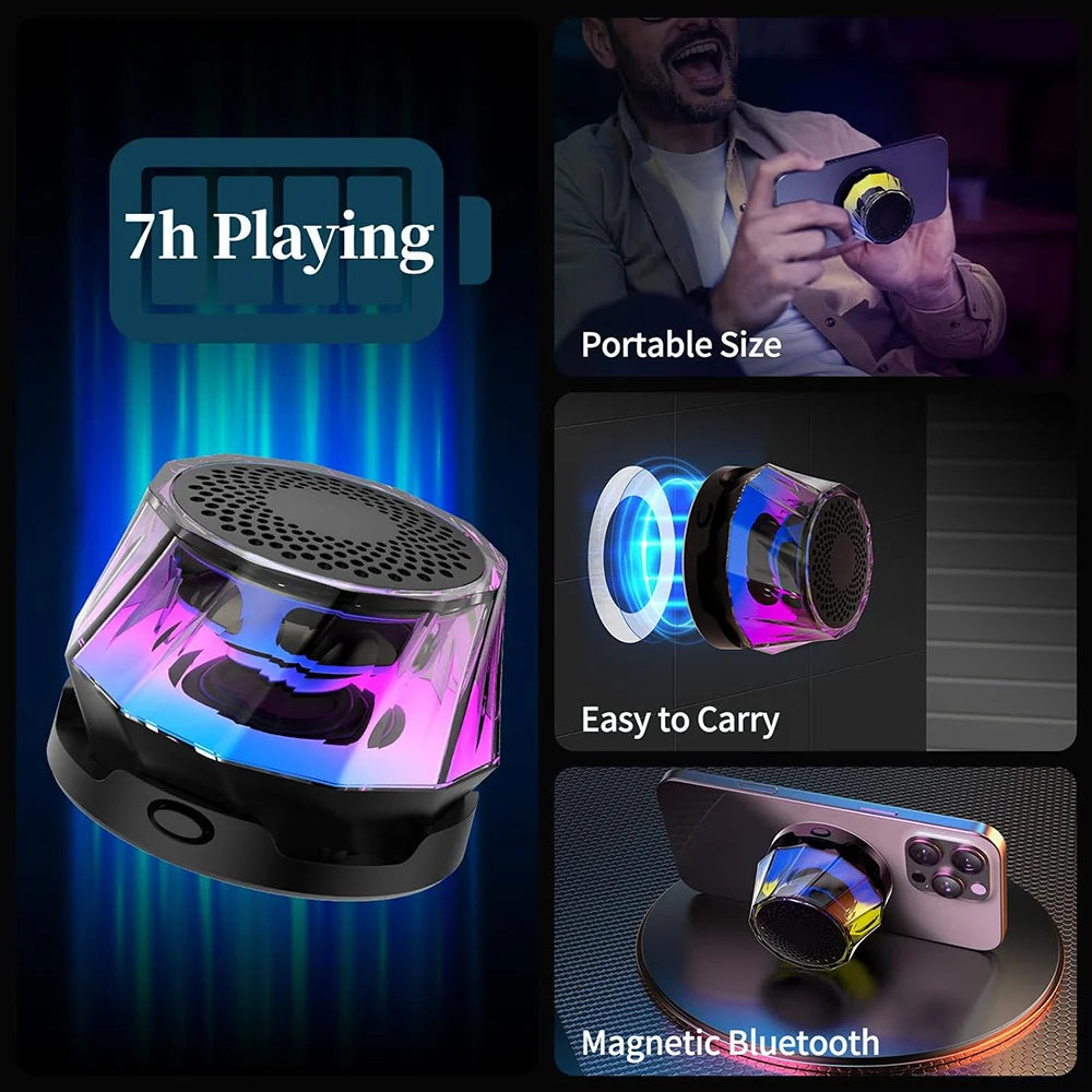 RGB Wireless Magnetic Bluetooth Speaker – Portable LED Light Music Speaker