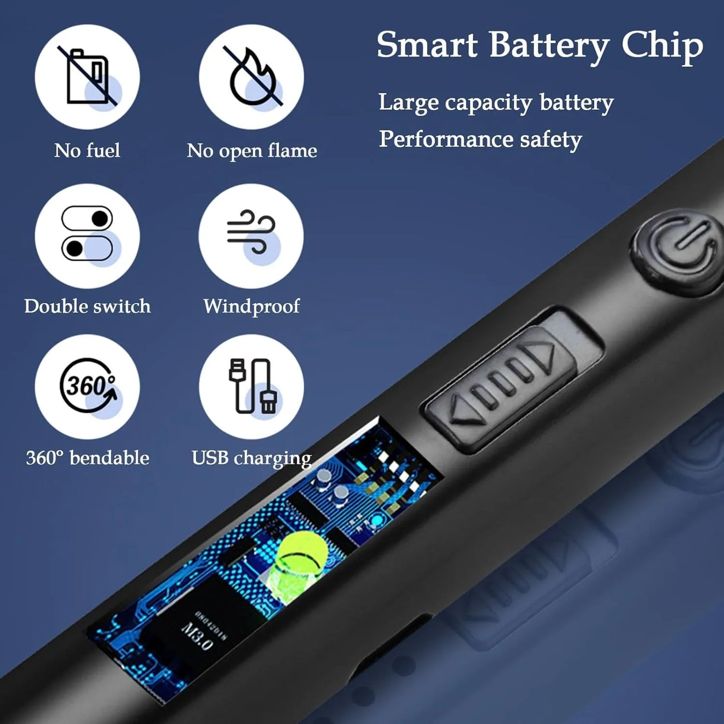 Stainless Steel Electric Rechargeable Arc Lighter