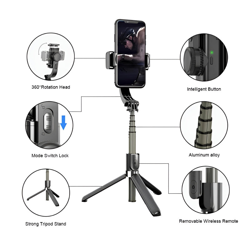 L08 Tripod Handheld Gimbal Stabilizer Selfie Stick