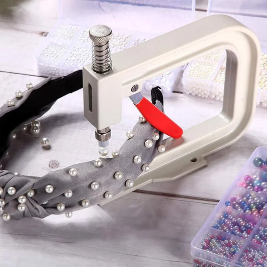 Pearl Setting Machine & Hand Press Kit – with Pearls, Rivet Fixing Tools, Tweezers & Wrench