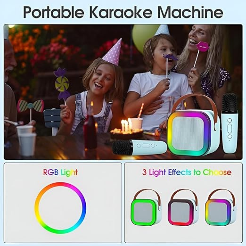 Portable Bluetooth Karaoke Speaker with RGB Lights , Controllable Battery and AI Voice Changer