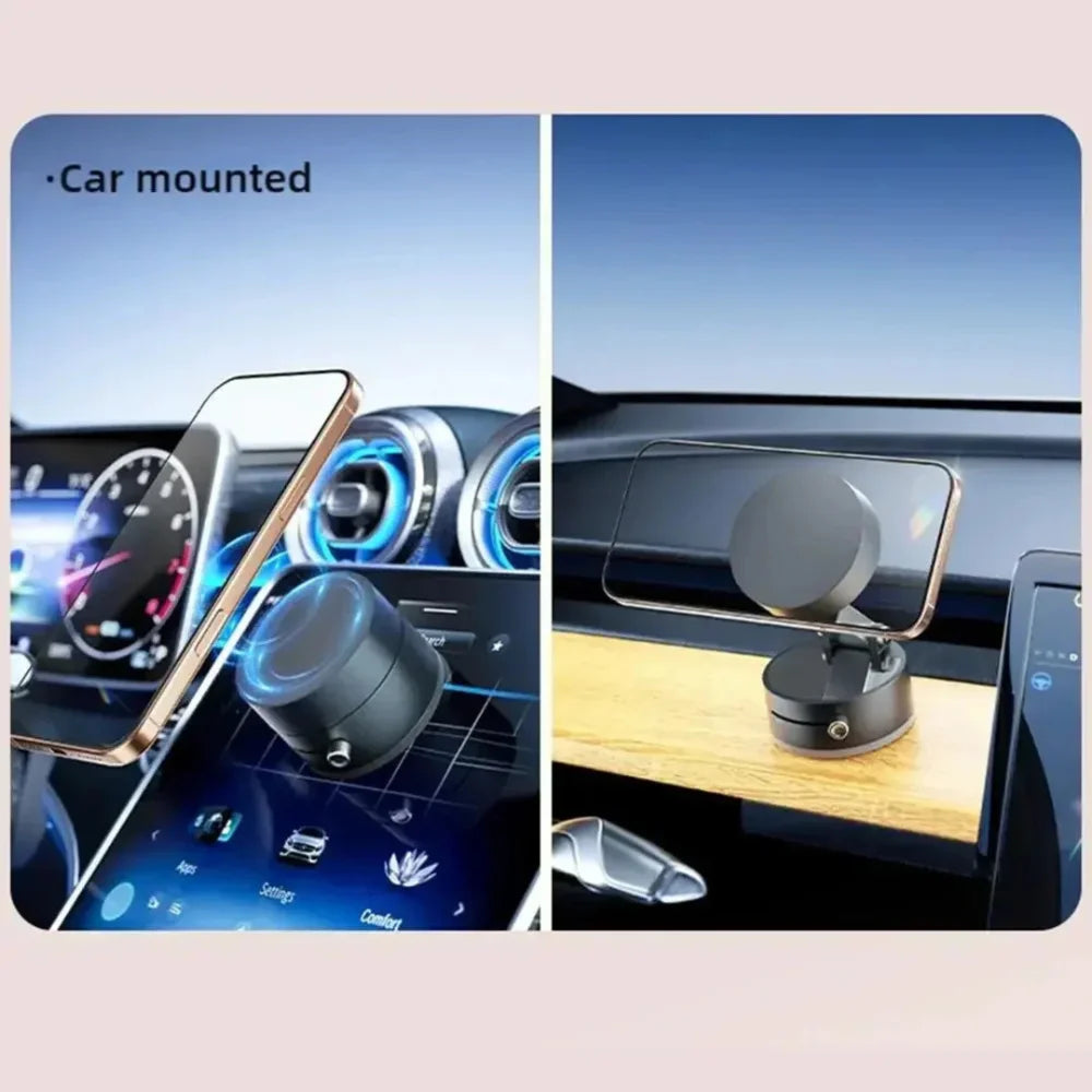 Universal Magnetic Car Phone Holder – Dashboard Suction / Vent Mount Foldable Mobile Stand