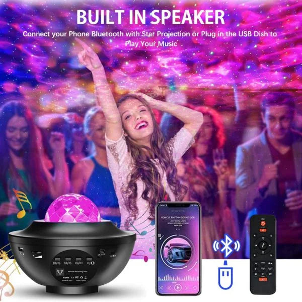 2-in-1 Starry Night Light & Ocean Wave Projector with Music Player