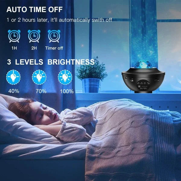 2-in-1 Starry Night Light & Ocean Wave Projector with Music Player