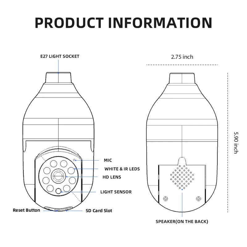 V380 Full HD 1080P Wireless LED IP Bulb Camera