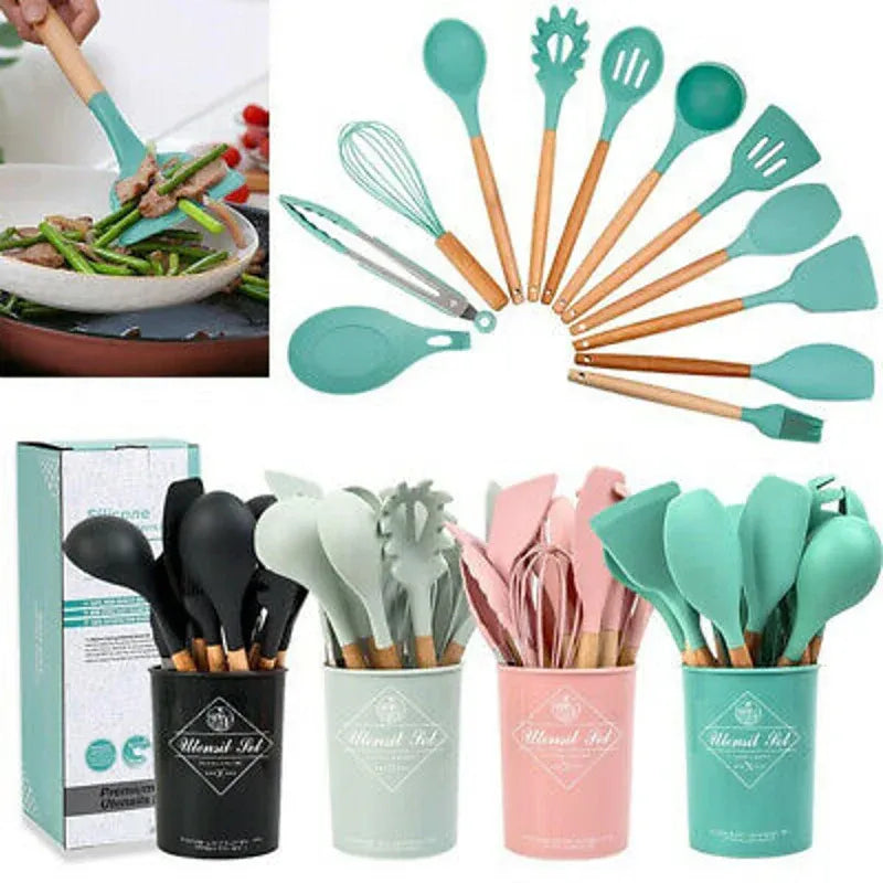 12 PCS Kitchen Silicone Spatula Utensil Set