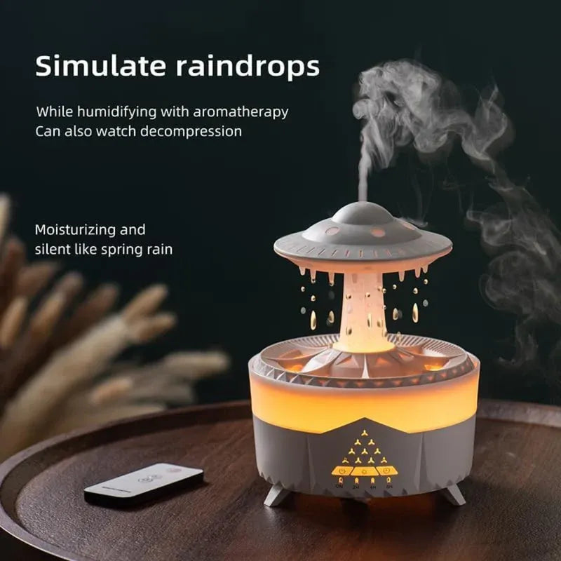 UFO Rain Cloud Humidifier – Raindrop Aroma Diffuser with LED Lights