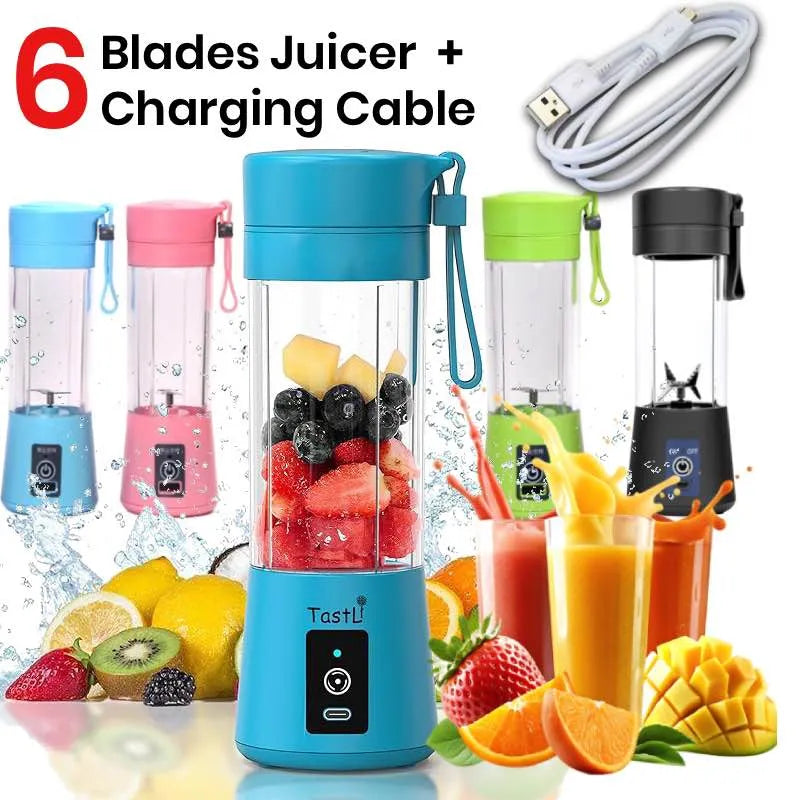 Rechargeable Portable Mini Blender – 6-Blade High-Speed Juicer