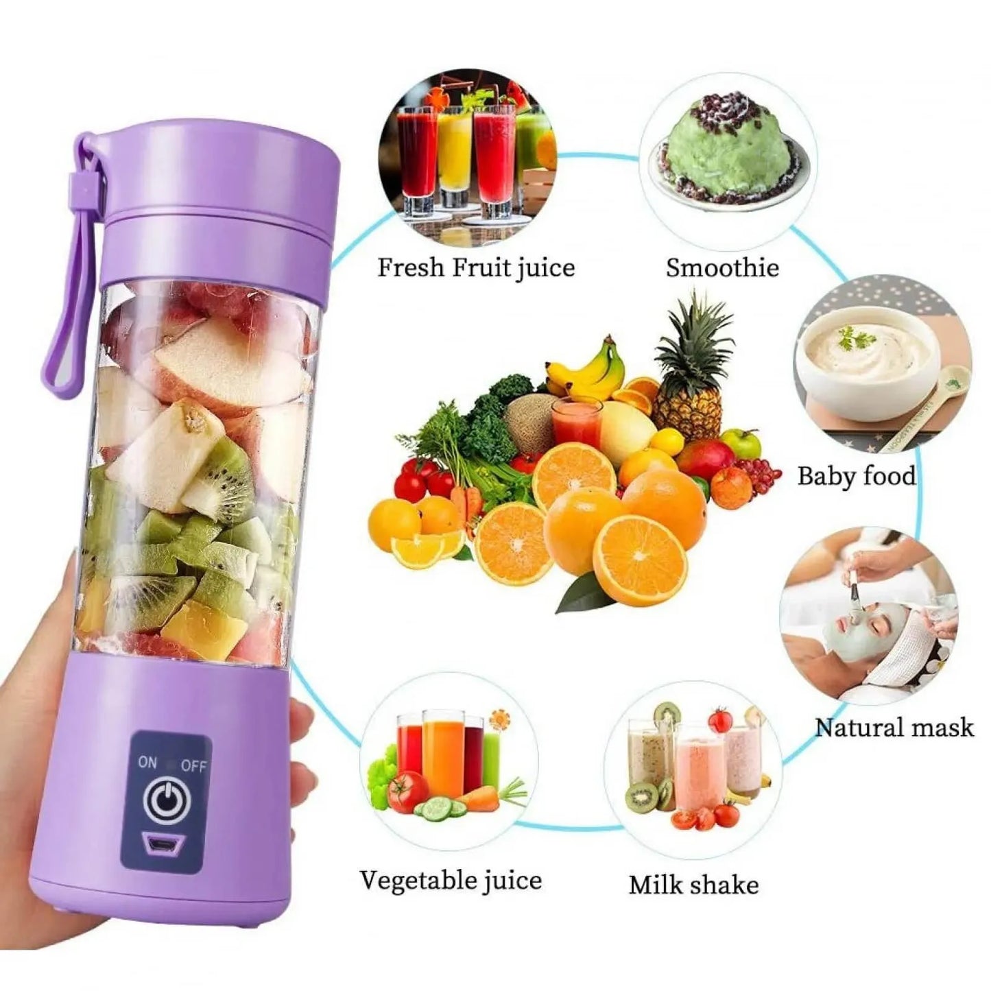Rechargeable Portable Mini Blender – 6-Blade High-Speed Juicer