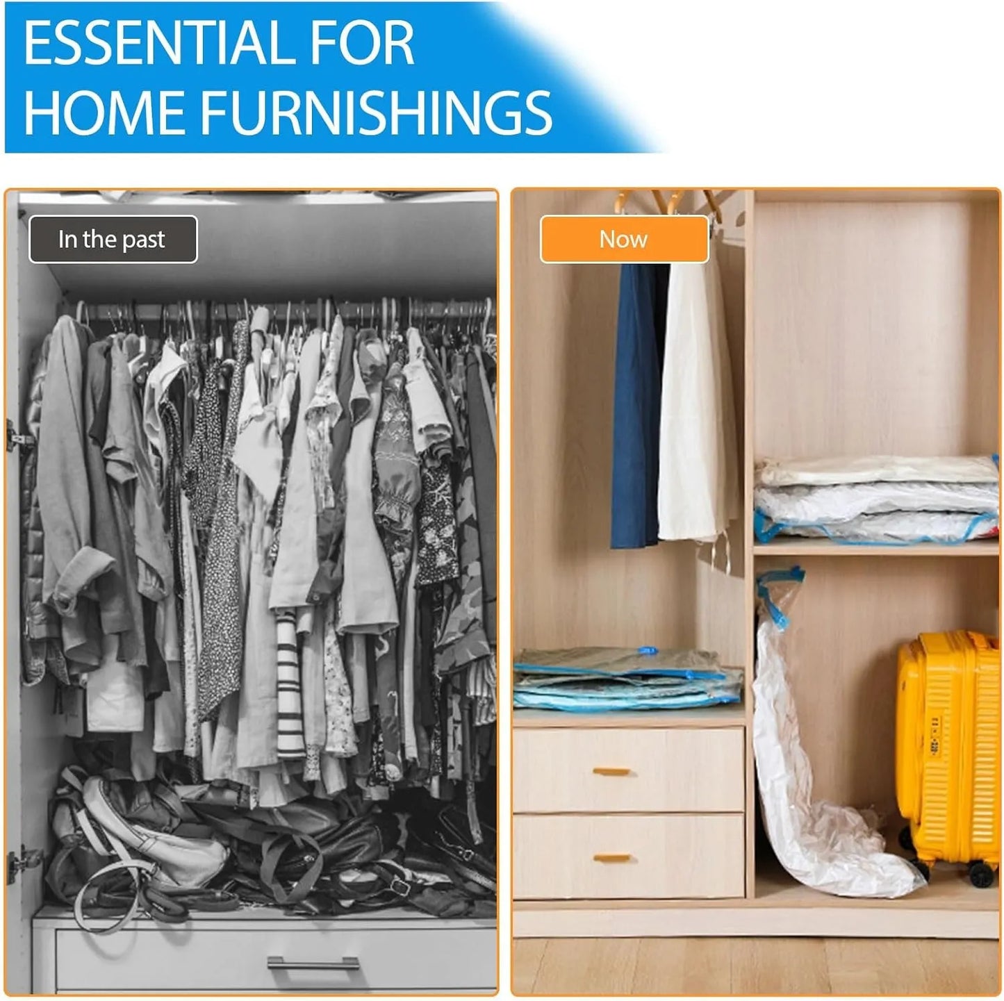 Vacuum Storage Bags with Hand Pump – 5-Piece Space Saver