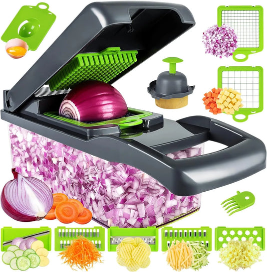 16-in-1 All-in-One Vegetable Cutter, Slicer & Chopper – Multi Blade Kitchen Gadget