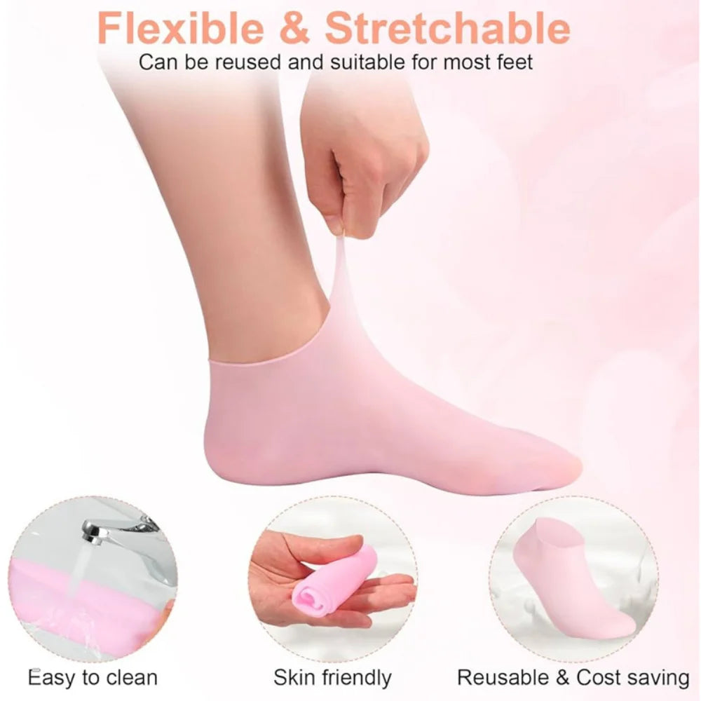 Silicone Moisturizing Gel Heel Socks – Anti Crack Foot Care for Dry & Rough Heels